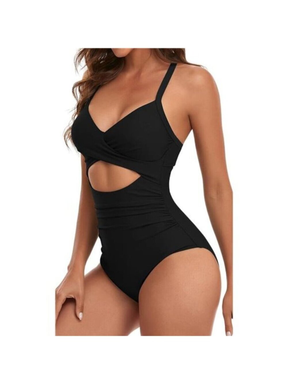 One Piece Swimsuits Tummy Control Cutout High Waisted Bathing Black - Picture 2 of 5